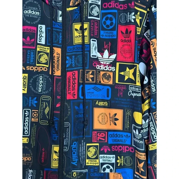RARE Adidas Originals Men's Street Graphic Logo Windbreaker Hoodie Size M - Picture 3 of 10